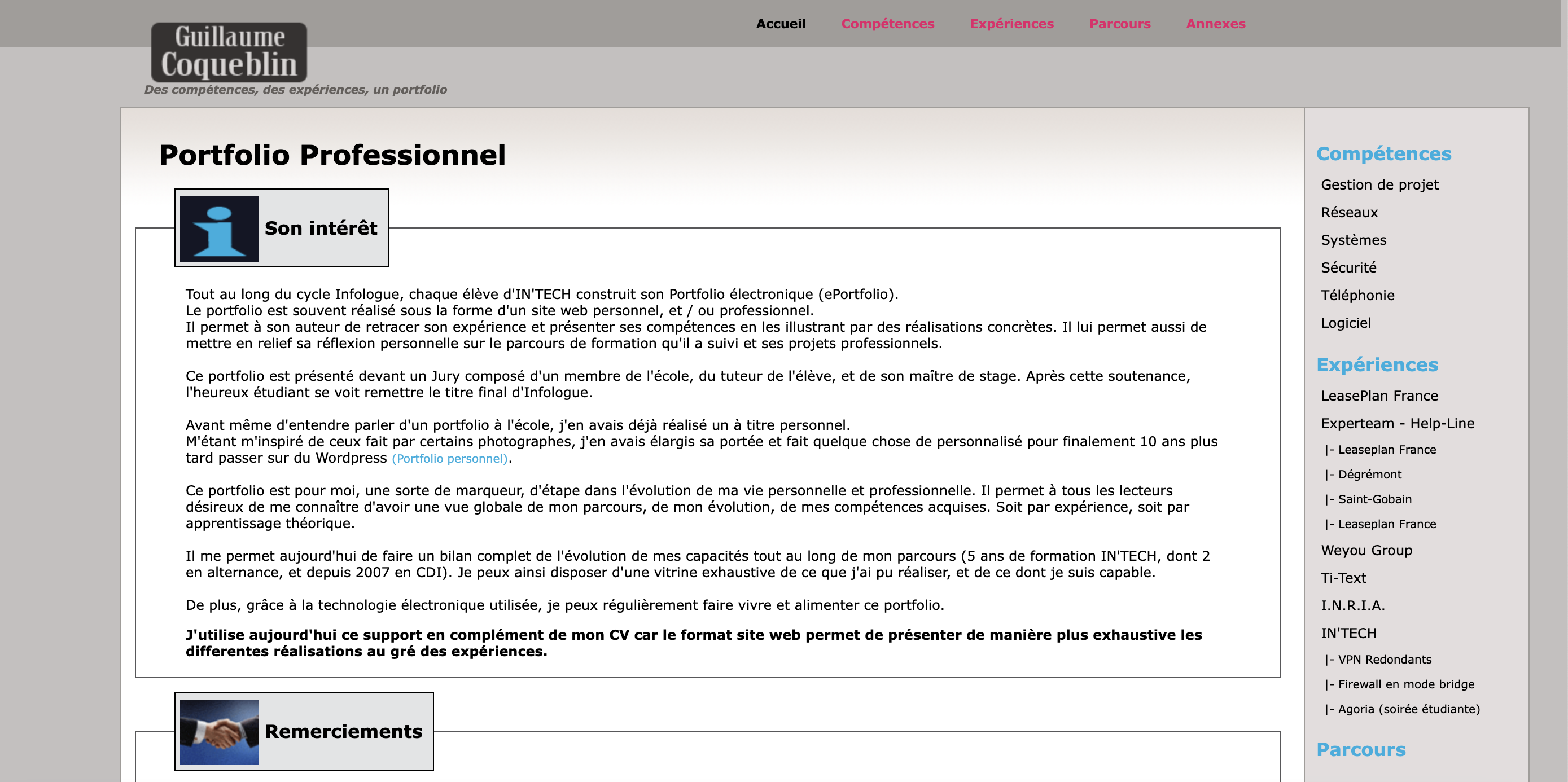 Portfolio Professionnel screenshot